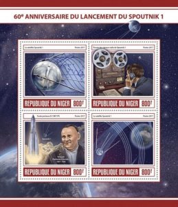 Niger - 2017 Sputnik Launch - 4 Stamp Sheet - NIG17319a