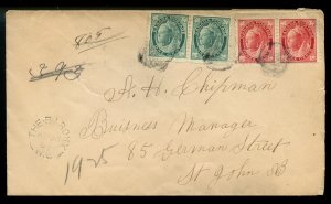 ?THE BARONY, N.B. split rings Registered Maple Leaf issue 1898 cover  Canada