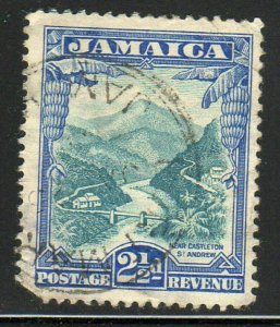 JAMAICA #107  1938  2 1/2p  KING GEORGE VI & CASTLETON    F-VF  USED  a