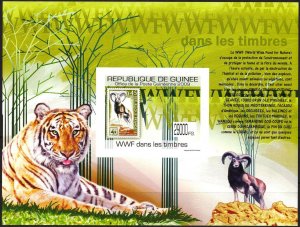 Guinea 2009 Stamps on Stamps WWF Animals Imperf. S/S MNH