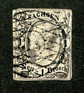 1855 Saxony Sc #10 used cv.$8 ( 2556 WWX )