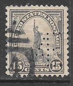 USA 696: 15c Liberty, perfin, used, F-VF