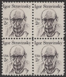 SC#1845 2¢ Igor Stravinsky Block of Four (1982) MNH