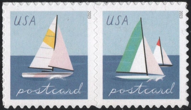 SC#5747-48 (Forever Postcard Rate) Sailboats Pair (2023) SA