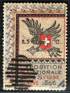 GENEVA Early EXHIBITION STAMP/LABEL Switzerland 1896 Used ex Collection WHITE149