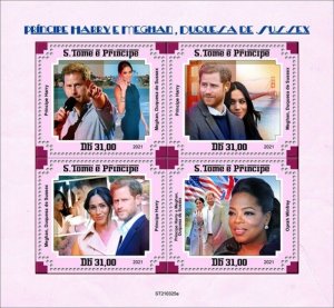 St Thomas - 2021 Prince Harry & Meghan Markle - 4 Stamp Sheet - ST210325a