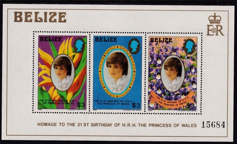 Belize Sc# 624 Diana, Princess of Wales 21st Birthday 1982 S/S CV $10.00