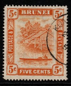 BRUNEI SG82 1947 5c ORANGE FINE USED