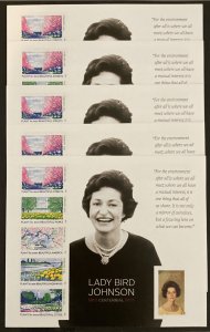 U.S. 2012 #4716 S/S, Lady Bird Johnson, Wholesale lot of 5, MNH.