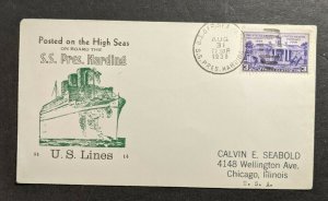 1938 SS President Harding Sea Post Cover to Chicago IL