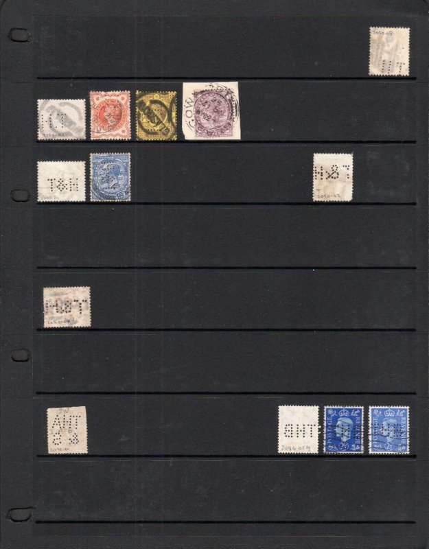 COLLECTION OF QUEEN VICTORIA - GEORGE VI PERFINS ON DOUBLE SIDED PAGE 