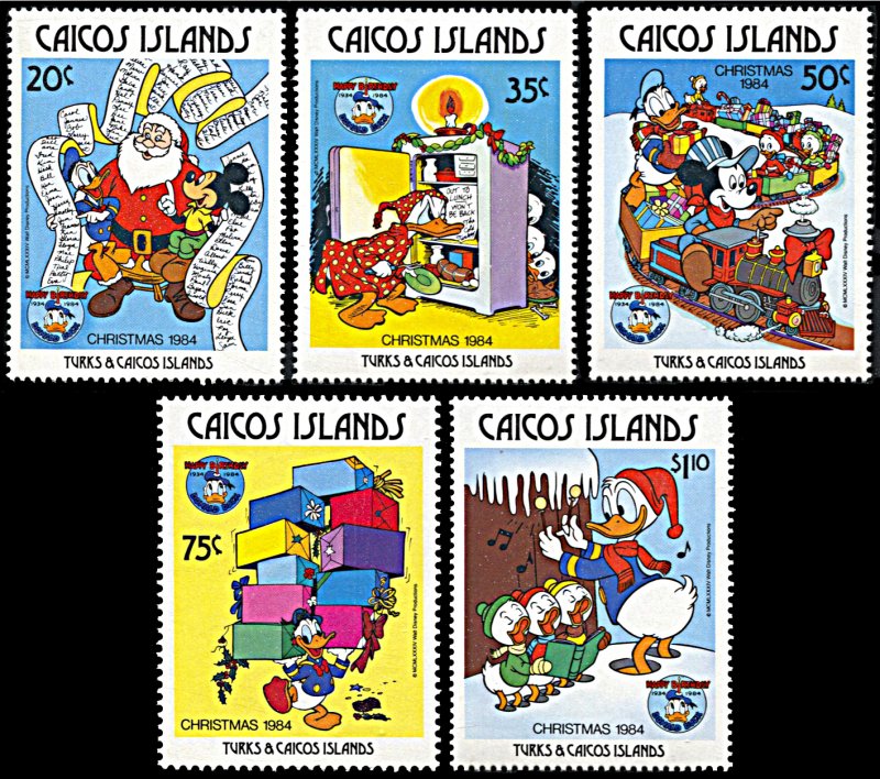 Caicos Islands 54-58, MNH, Disney Christmas 1984