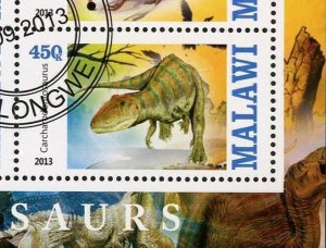 Malawi Dinosaur Abelisaurus Pre Historic Animal Souvenir Sheet of 4 Stamps