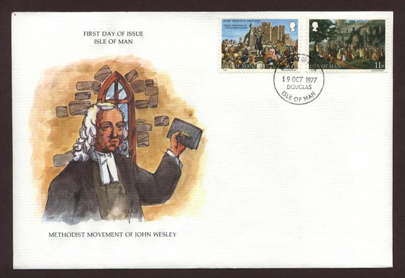 Isle of Man # 106 & # 107 , Methodist John Wesley FDC