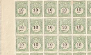 J2 Luxembourg Mint OGNH sheet of 100 folded with crease at fold