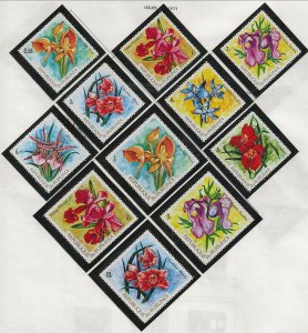 BURUNDI Sc 411-21,C168-74 NH ISSUE OF 1972 - FLOWERS - ORCHIDS. Sc$42