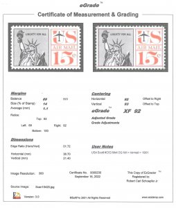 C63 15 cents Liberty Stamp Mint OG NH EGRADED XF 92