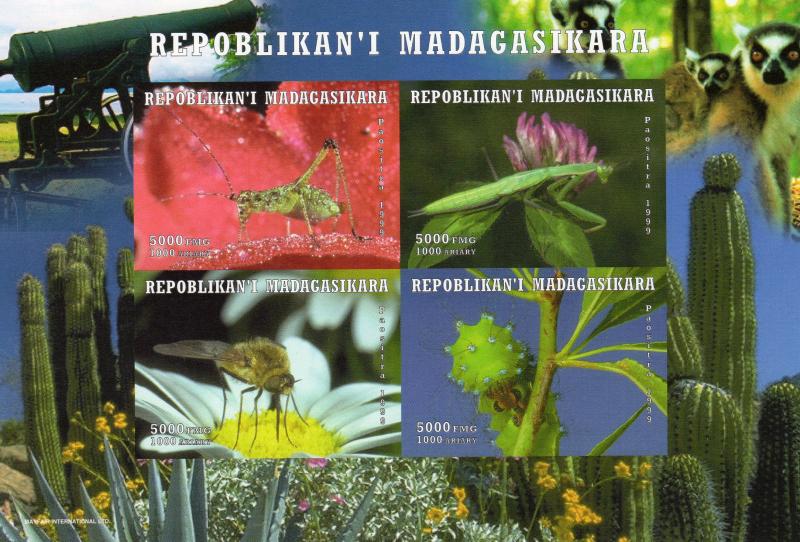 Madagascar 1999  Insects/Cactus/Lemurs/Flowers  Shlt (4) Imperf. MNH VF