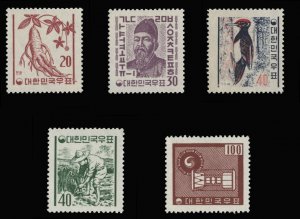 Korea #338-342 Cat$36.10, 1961-62 20h-100h, set of five, never hinged