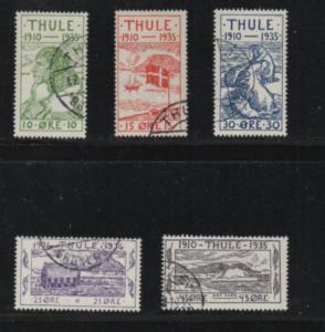 Greenland Thule Facit T1-5 1935 Thule locals stamp set used