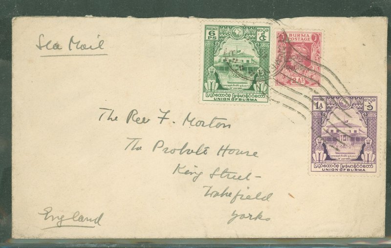 Burma (Myanmar)  Sea Mail to England, Condition issues.
