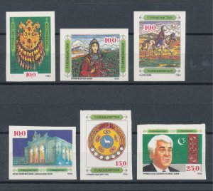 1992 Turkmenistan, n. 4/9 - National Culture - 6 Unjagged Values - MNH**