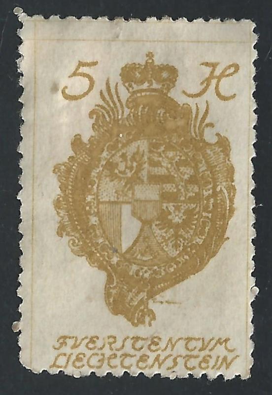 Liechtenstein #32 5h Coat of Arms - unused no gum