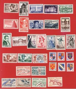 France #675-705  MVFLH OG   1952-53  commemoratives complete