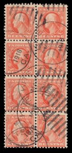 MOMEN: US STAMPS #468 BLOCK OF 8 USED LOT #89288