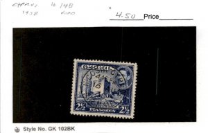 Cyprus, Postage Stamp, #148 Used, 1938 Kolossi Castle (AB)