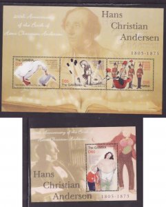 Gambia-Sc#2948-9- id9-unused NH sheets-Hans Christian Andersden-2005-