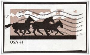 SC#U662 41¢ Horses Cut Square (Used) 