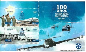 #6417 GUATEMALA 2021  NATIONAL AIR FORCE,AIRPLANES,HELICOPTERS S/SHEET YV BL 51