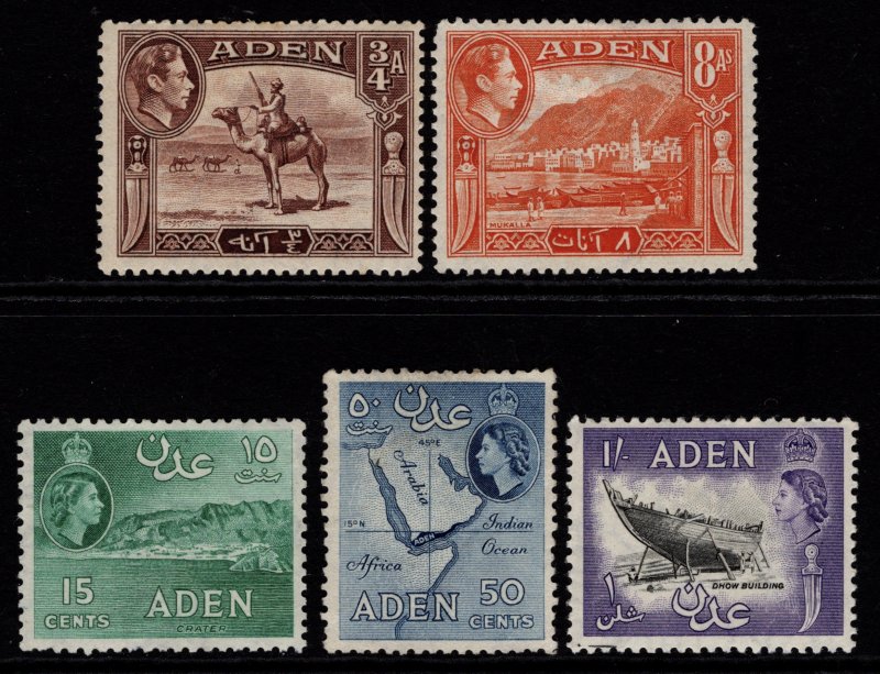 Aden 1939-53 George VI / Elizabeth II issues, various [Unused]