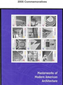 US #3910 2005 MASTERS OF MODERN ARCHITECTURE -PANE OF 12 37C - MINT NEVER HINGED