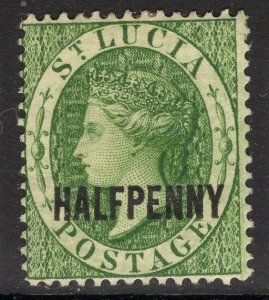 ST.LUCIA SG23 1881 ½d GREEN p14 HEAVY MTD MINT