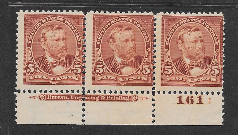 270 MNH,  5c. Grant,  Imprint strip of 3,  scv: $375, FREE INSURED SHIPPING