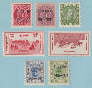 ICELAND - GROUP OF 7 MINT STAMPS - 180, B1, B2, O23 & O24 ** - 54 & 58 * - P463