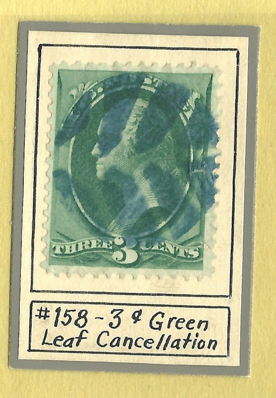  1800s US Stamp w/ Fancy Complete Blue LEAF Design Cancel ~ Free Shipping....k10 