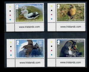 Tristan da Cunha 1173-1176 World Heritage Site Birds Set of Four Corner Stamps