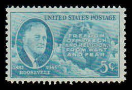 PCBstamps   US # 933 5c FDR & Globe,MNH, (4)