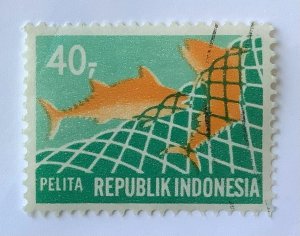 Indonesia 1969 Scott 774 CTO - 40r,  Five Year Development Plan, Fisheries