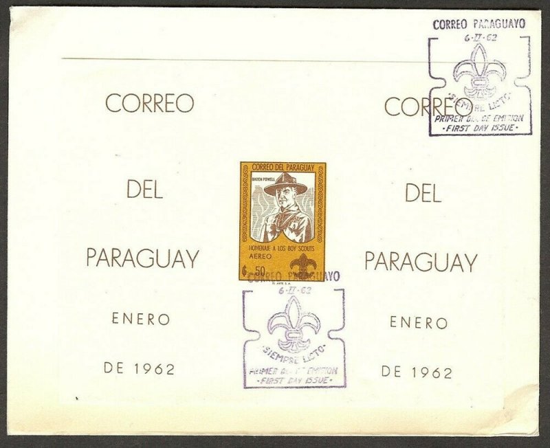 1962 Paraguay Scouts badge FDC imp SS