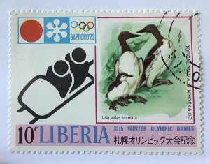 Liberia 1971  Scott  580 CTO -  10c, Winter Olympic Games, Sapporo, bobsledding