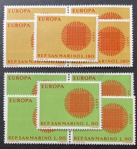 San Marino 1970 #729-30, Europa, Wholesale lot of 5, MNH,CV $4.50