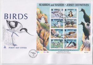 Jersey 1998 Sea Birds M/Sheet  -  on FDC