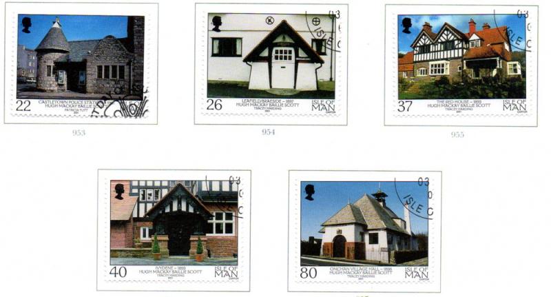 Isle of Man Sc 924-8 2001 Scott Architecture stamp set used