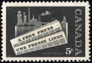 SC#375 5¢ The Canadian Press Single (1958) MNH