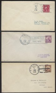 JAPAN US 1935 THREE US NAVY FLEET SHIPS USS AUGUSTA USS ESALL & USS JD FORD POST