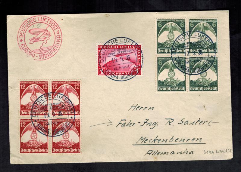 1935 Germany LZ 127 Graf Zeppelin Cover to Meckembeuren12th SAF